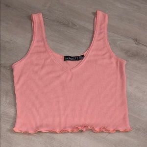 Boohoo Cropped Lettuce Trimmed Tank